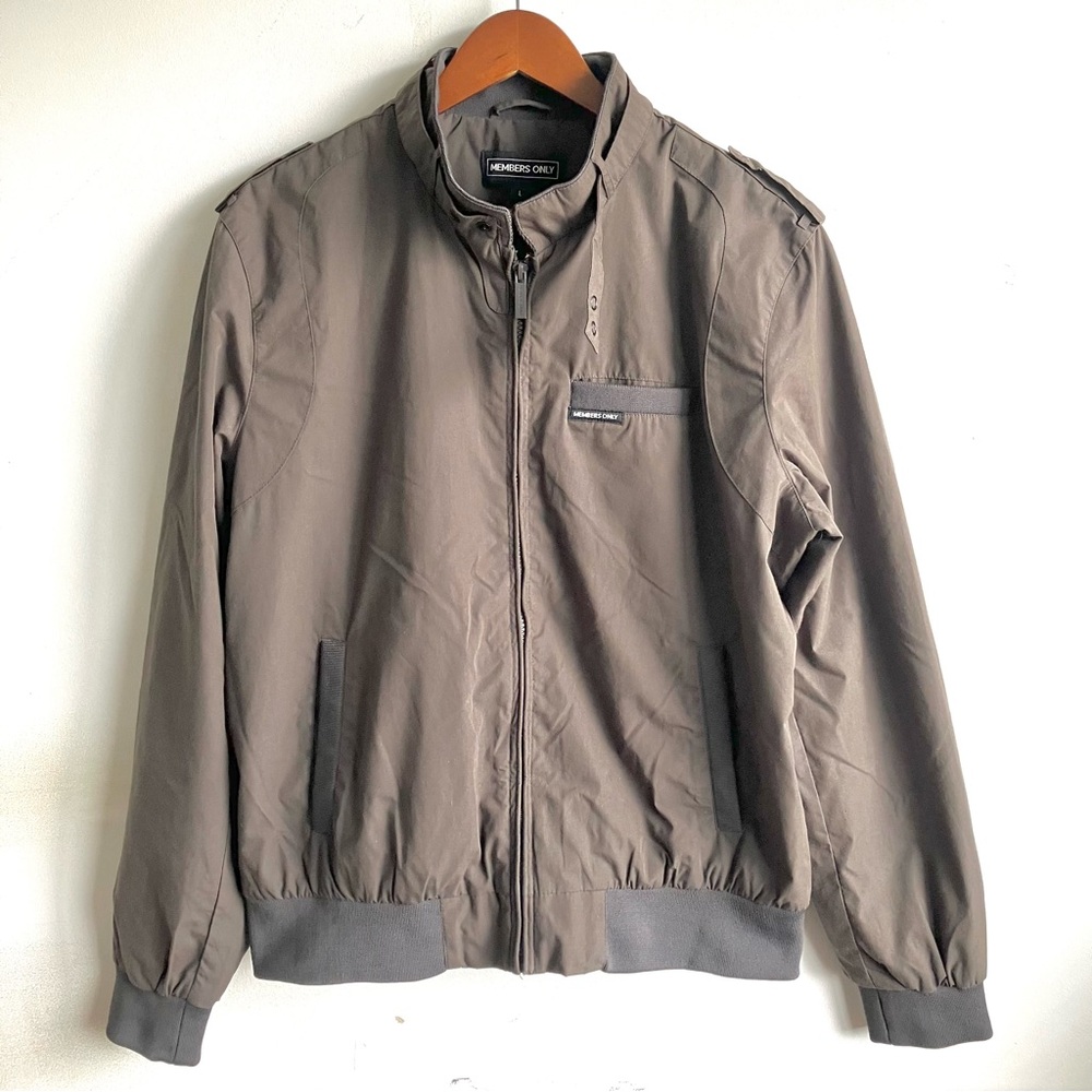 Vintage 80s Members Only Jacket Men’s Large Mocha Brown Racer Zip Bomber